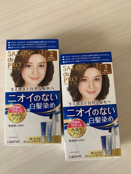 サロンドプロ ニオイのない白髪染め 早染めクリーム 2個セット 2番と3番