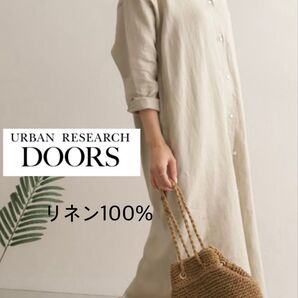 アーバンリサーチドアーズ リネン バックタック シャツワンピース 麻100% F
