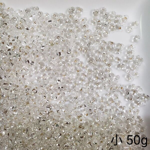 チェコビーズ ファルファーレ 小 約2×4mm 50g 銀引