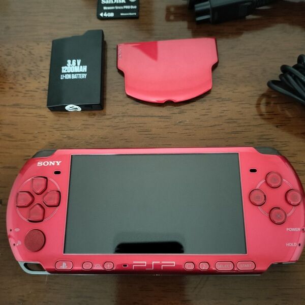 PSP-3000 SONY レッド プレイステーションポータブル PSP メモリスティック 電池 ジャンク ver.6.61 美品