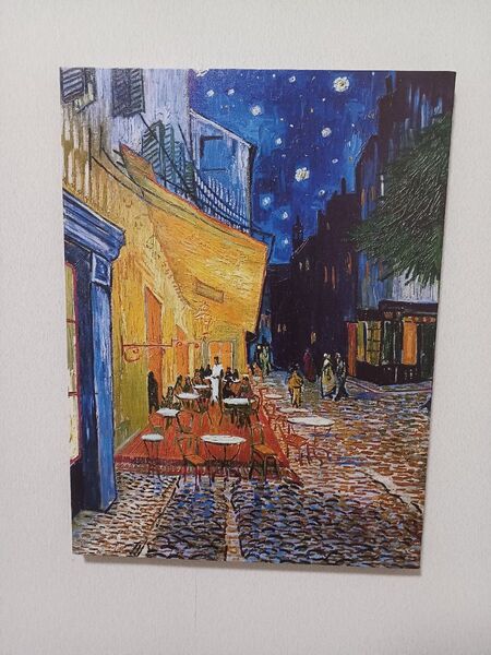 油彩画 ゴッホ 夜のカフェテラス 30cm x 40cm フレーム付き