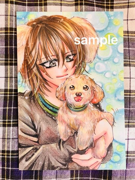 手描きイラスト★オリジナル★犬と男の子
