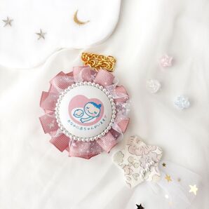 【新作】両面マタニティキーホルダー キラキラチュール 流行り マタニティマーク ゆめかわ キラキラ ピンクチェリー