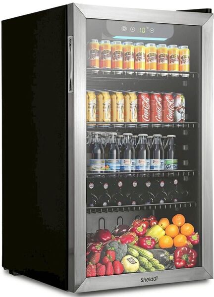 冷蔵庫 93L コンプレッサー式 透明ガラスドア 静音 家庭用 展示用