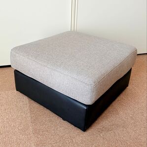 シンプルモダン グレー 正方形 オットマン クッション付き スツール