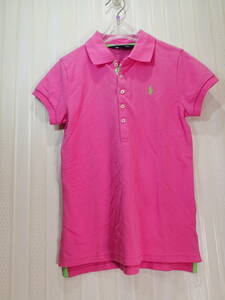 * Ralph Lauren / Ralph Lauren 140.* polo-shirt with short sleeves ( pink )/ left . Logo embroidery equipped ( yellow green )s1765