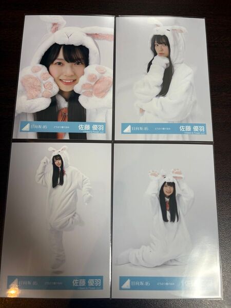 佐藤優羽 日向坂46 どうぶつ着ぐるみ 生写真 4種コンプ