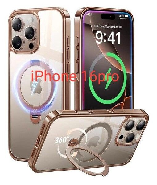 CASEKOO iPhone 16 Pro 用ケース クリア 「MagicStand Pro Kosai」(デザートチタニウム)