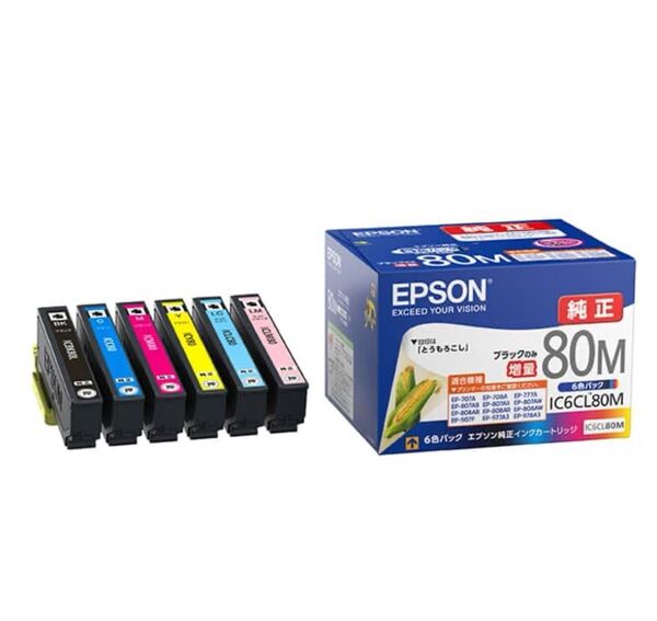 【新品未使用】純正 EPSON (エプソン) インクカートリッジ とうもろこし 6色セット IC6CL80M