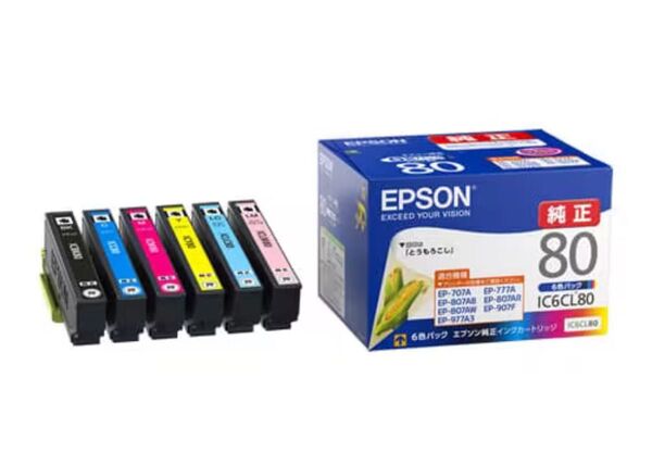 【新品未使用】純正 EPSON (エプソン) インクカートリッジ とうもろこし 6色セット IC6CL80