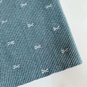 希少! 新作 ターコイズブルー ヌビ生地 くすみカラー リボン刺繍