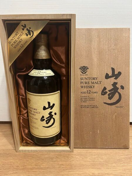 山崎12年 サントリー ピュアモルト ウイスキー向獅子 木箱付 SUNTORY WHISKY YAMAZAKI