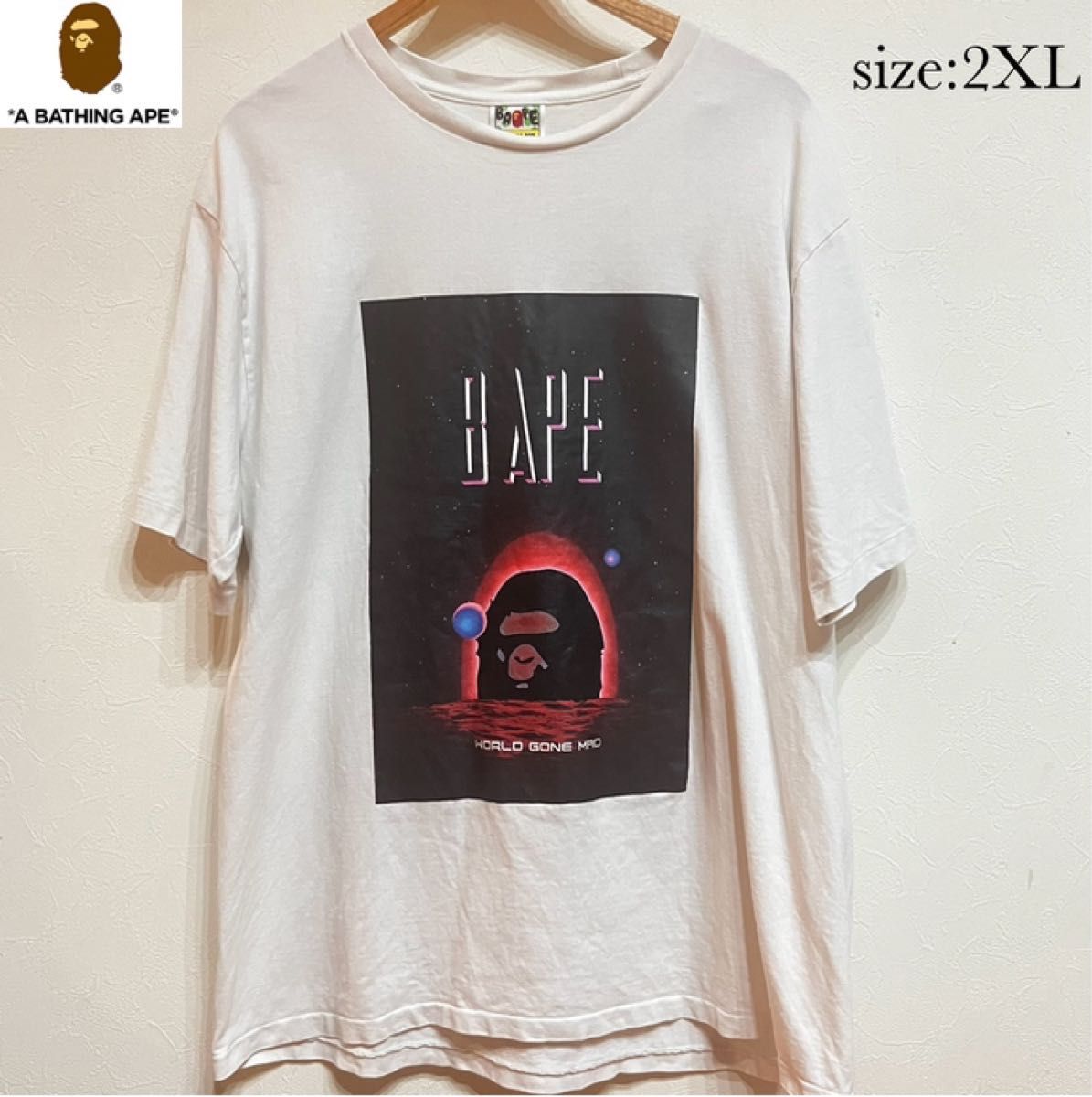 【複数割】エイプA BATHING APE 半袖Tシャツ　BAPE 白 2XL