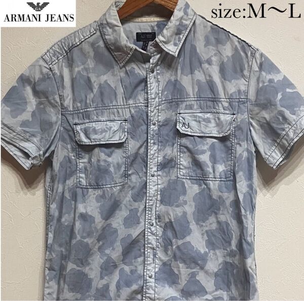 【複数割】アルマーニジーンズARMANI JEANS 半袖ボタンシャツ グレーM