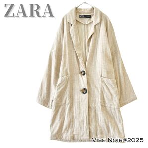 ZARA ザラ レーヨン コットン リネン オーバーサイズ ドロップショルダージャケット アトリエコート 大きいサイズ ゆったり