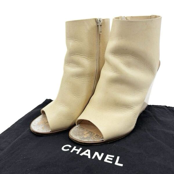 CHANEL シャネル サンダル ウェッジソール レザー ベージュ 40 1/2(約25.5cmくらい)