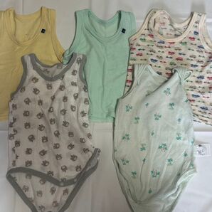 5枚セット ベビーメッシュタンクトップ肌着&メッシュロンパース肌着 80サイズ
