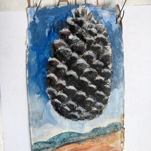 オリジナル絵画作品 松ぼっくり 水彩画 アート