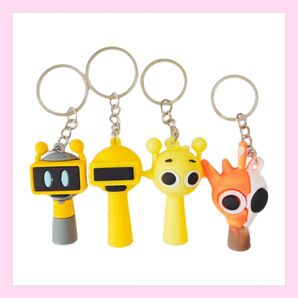 スプランキー ラバーマスコットキーホルダー4個セット ファンボット クルーカー サイモン ダークオレン