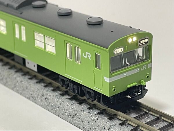 加工品 室内灯付!TOMIX 98422 103系 JR西日本仕様 黒サッシ ウグイス色 基本セット