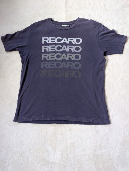RECARO ロゴプリント Tシャツ ダークグレー 大きいサイズ