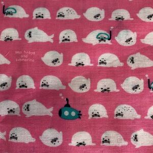 コットンこばやし様 ダブルガーゼ ピンク地&アシカ柄 110×50