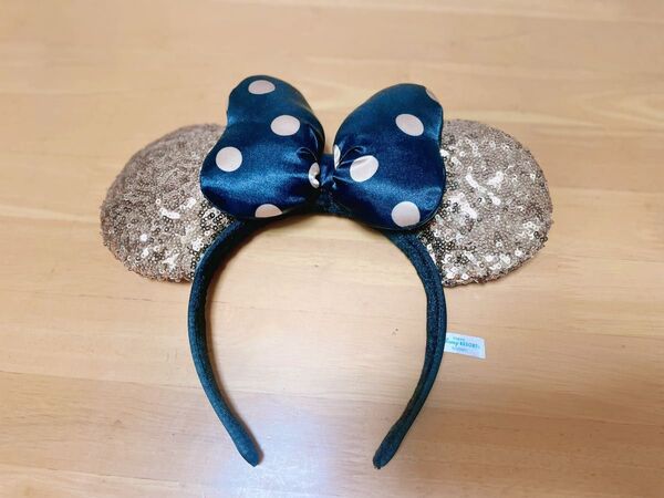 ディズニー ミニーマウス カチューシャ スパンコール 水玉 リボン