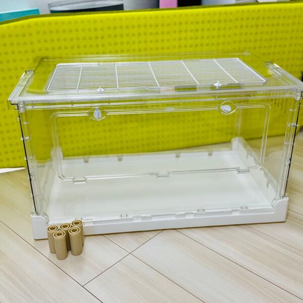 大型アクリルハムスターケージ 70.5×43.5×39cm|ゴールデン対応広々サイズ|重曹洗浄・消毒済