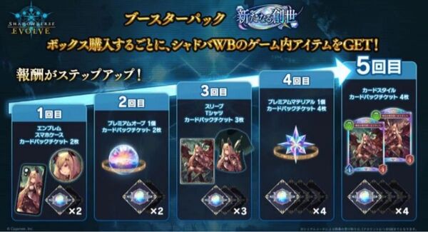シャドウバースエボルヴ 新たなる創世 BOX購入特典シリアルコード 未使用5枚セット ビヨンド