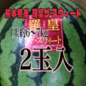熊本植木産 スイカ 羅皇ザ・スウィート1玉約6~7kg 家庭用(2玉入)