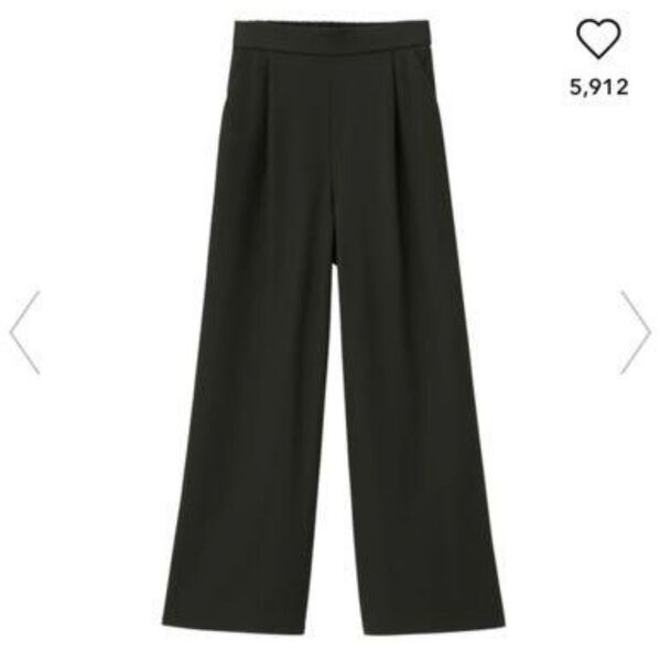 GU カットソーワイドパンツ 黒 XL ブラック パンツ ボトムス ウエストゴム