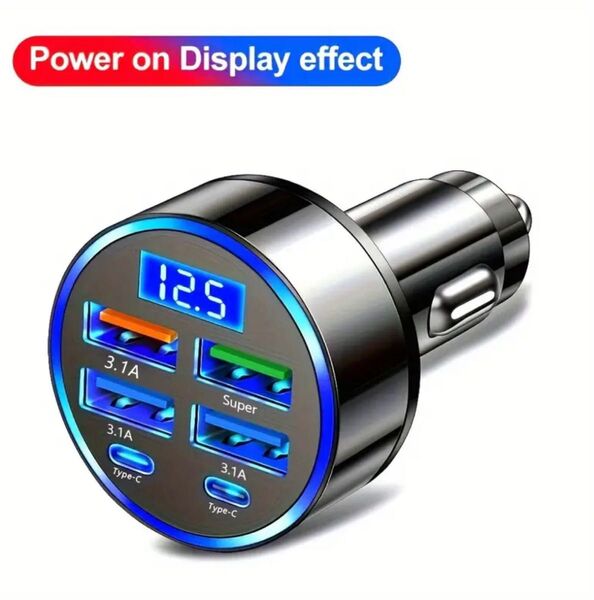 《新品未使用》シガーソケット 急速充電器 USB4ポート type-C 2ポート