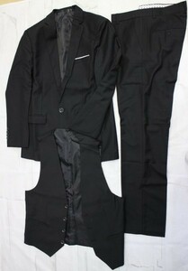 05 00236 * chorbmark suit men's three-piece setup 3 point set ( jacket * the best * slacks ) black [ outlet ]