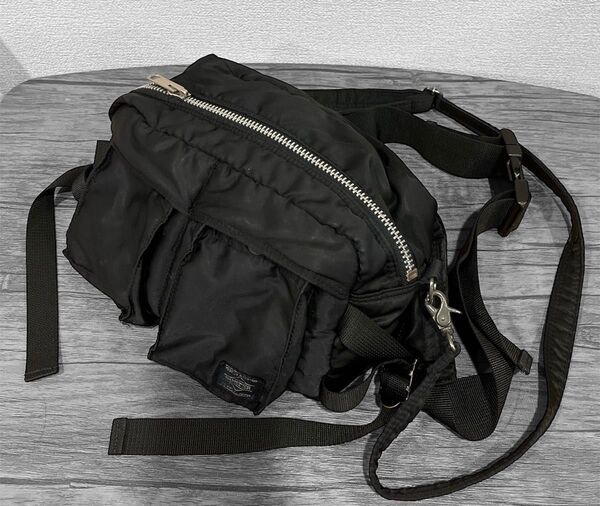 初代★PORTER タンカー ウエストバッグ ブラック黒 ショルダーバッグ 斜め掛け