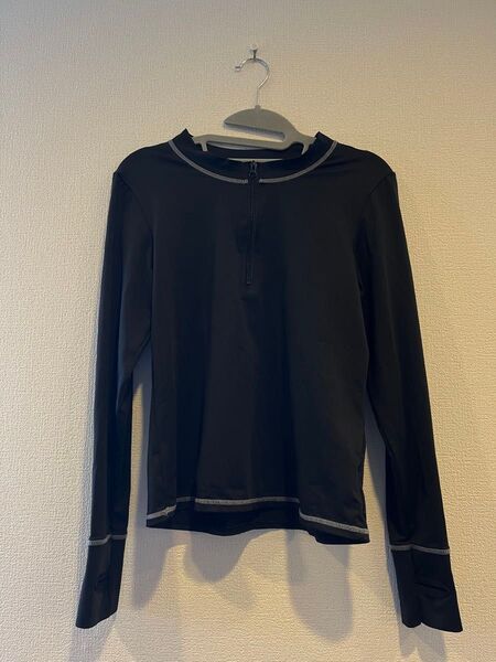 即日発送★USED★ラッシュガード Lサイズ レディース 長袖 ハーフジップ ブラック