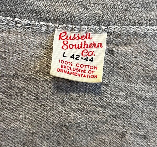 60s アメリカ製 Russell Southernラッセルサウザン 無地 コットンTシャツ 杢グレー L USA製 ビンテージ