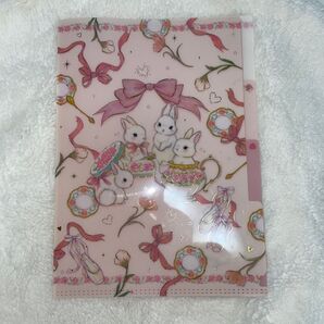 A4クリアファイル うさぎ柄 ピンク たけいみき