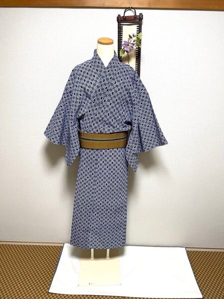 本染 男性浴衣 菊五郎格子 反物からのお仕立て品 身丈(肩から)137㎝