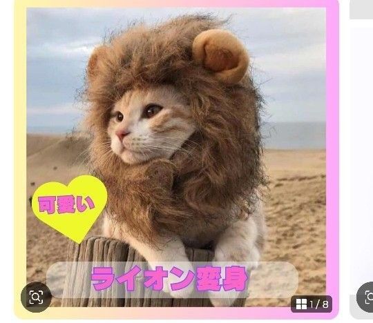ライオン コスプレ 耳付き 仮装 ウィッグ 猫用帽子 被り物 かつら 犬 1010