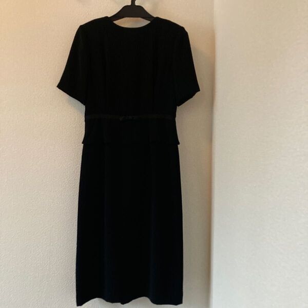 喪服 半袖 ウエスト リボン ワンピース 9AR