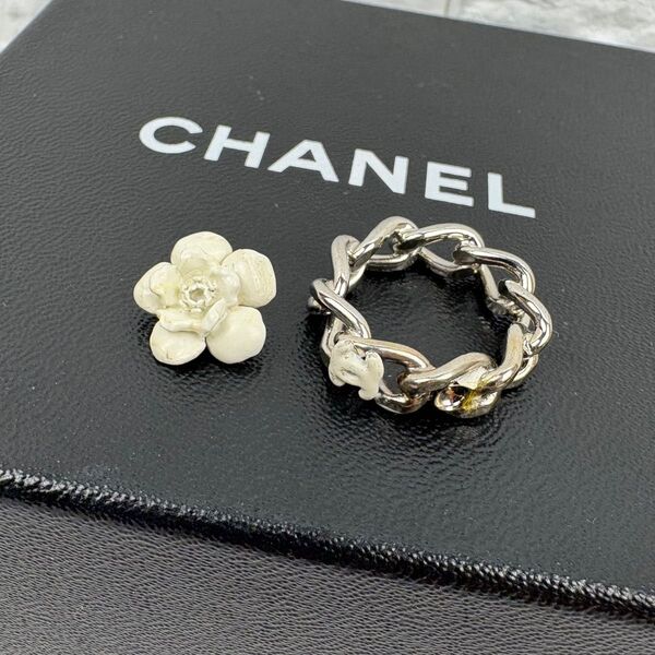 訳あり シャネル CHANEL 指輪 リング カメリア 白 ホワイト シルバー ココマーク アクセサリー ジュエリー 刻印 希少