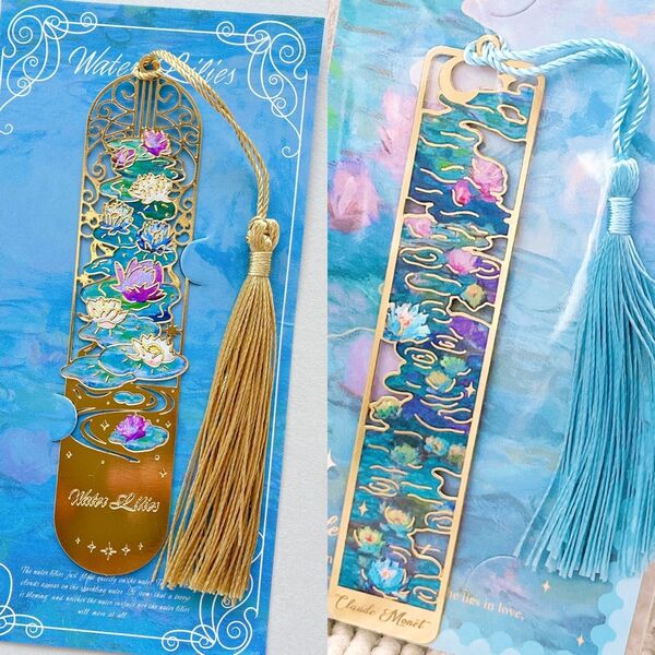 モネ 睡蓮 2枚セット♪ 金属製ブックマーク しおり