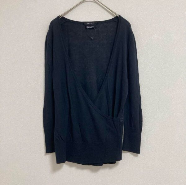ボールジィ BALLSEY ウールブレンド 深いVネック カシュクール ニット セーター 薄手 【F】 黒 ブラック