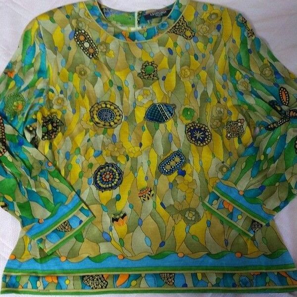 美品!LEONARD レオナール シルク花柄 長袖トップス カットソー L