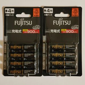 新品未開封 FUJITSU 日本製 単4形充電池 高容量 900mAh 500回 4本入×2(計8本) HR-4UTHC(4B)
