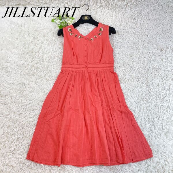 美品 JILL STUART ジルスチュアート ノースリーブワンピース 刺繍