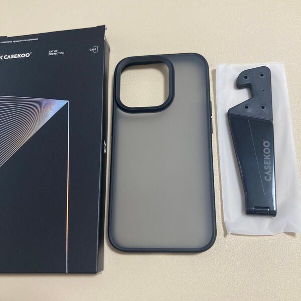 CASEKOO iPhone 14 Pro 用 ケース 耐衝撃 滑り止め MIL規格 指紋防止 (マットブラック)