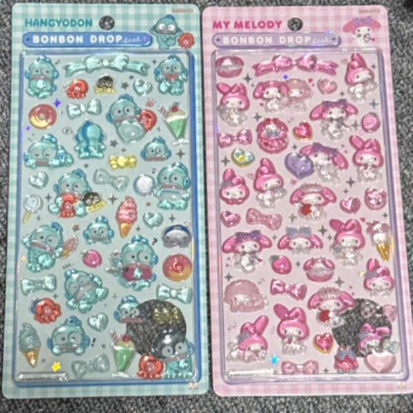 新作 サンリオ ボンボンドロップシール ハンギョドン マイメロ マイメロディ 立体シール