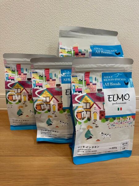 ELMO ドッグフード リッチインチキン 成犬用 800g×3袋、3㎏×1袋