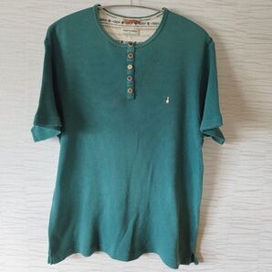 Hush Puppies ヘンリーネック半袖Tシャツ 深緑 メンズ